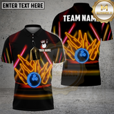 Maxcorners Bowling Shirt Beer Bottles Bowling Ball Crash Neon Design Multicolor Options Personalized Name, Team Name 3D Shirt (4 Colors)