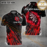 Broken wall dartboard shirt with explosive impact effect – personalized 3D name and team darts jersey in 4 colors