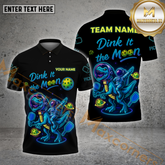 Maxcorners Pickleball Shirt Dink It to the Moon Dinosaur Neon Space Style Multicolor Options Personalized Name, Team Name 3D Shirt (4 Colors)