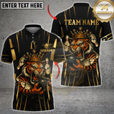 Maxcorners Bowling Shirt Crowned Tiger Bowling Strike Gold Black Multicolor Options Personalized Name, Team Name 3D Shirt (5 Colors)