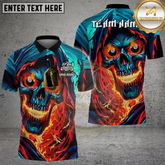 Maxcorners Fiery Skull Billiards Shirt Inferno Skull With Burning 8 Ball Eyes Multicolor Options Personalized Name Team Name 3D Shirt (4 Colors)