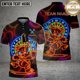 Maxcorners Neon Dartboard Bear Running Multicolor Options Personalized Name, Team Name 3D Shirt (4 Colors)