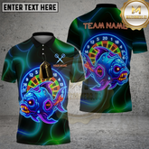 Maxcorners Neon Dartboard Zombie Fish Multicolor Options Personalized Name, Team Name 3D Shirt (4 Colors)