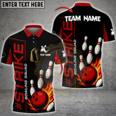 Maxcorners Bowling Shirt Strike Design Flaming Ball & Pins Multicolor Options Personalized Name, Team Name 3D Shirt (4 Colors)