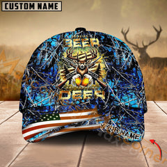 Maxcorners Hunting Hat – Camo Beer & Deer Design with USA Flag, Multicolor Options Personalized Name Custom Cap