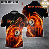 Maxcorners 8 Ball Billiards Flame Multicolor Options Personalized Name, Team Name 3D Shirt (4 Colors)