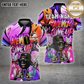 Maxcorners Bowling Shirt Never Give Up Graffiti Cool Style Multicolor Options Personalized Name, Team Name 3D Shirt (4 Colors)