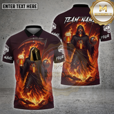 Maxcorners Bowling Shirt Grim Reaper Beer Flame Design Multicolor Options Personalized Name, Team Name 3D Shirt (4 Colors)