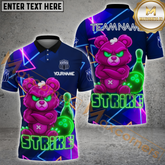 Maxcorners Bowling Jersey Tough Bear Strike Neon Glow Multicolor Options Personalized Name, Team Name 3D Shirt (4 Colors)