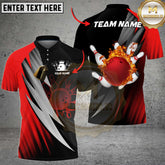 Maxcorners Bowling Shirt Splashing Ball & Strike Effect Multicolor Options Personalized Name, Team Name 3D Shirt (4 Colors)