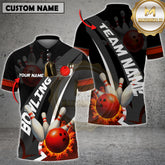 Maxcorners Bowling Shirt Fire Strike Multicolor Options Personalized Name, Team Name 3D Shirt (4 Colors)