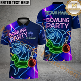 Maxcorners Bowling Jersey Funny Shark Unicorn Float Bowling Party Neon Style Multicolor Options Personalized Name, Team Name 3D Shirt (4 Colors)