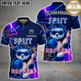 Maxcorners Bowling Jersey Cool Panda Split Happens Neon Design Multicolor Options Personalized Name, Team Name 3D Shirt (4 Colors)