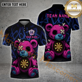 Maxcorners Darts Shirt – Creepy Teddy Graffiti Dart Design, Multicolor Options Personalized Name, Team Name 3D Shirt (4 Colors)