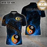 Maxcorners Billiard 8&9 Ball Yin Yang Panther Smoke Multicolor Options Personalized Name, Team Name 3D Shirt (4 Colors)