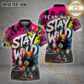 Maxcorners Billiard 8 Ball Cool Graffiti Stay Wild Multicolor Options Personalized Name, Team Name 3D Shirt (4 Colors)