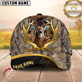 Maxcorners Deer Hunting Cap Antler Golden Camo Forest Personalized Name 3D Cap (7 Colors)