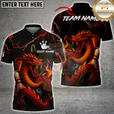 Maxcorners Bowling Shirt Flood Dragon Firestorm Design Multicolor Options Personalized Name, Team Name 3D Shirt (4 Colors)