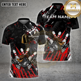 Maxcorners Bowling Shirt Rebel Cowboy Splatter Effect Design Multicolor Options Personalized Name, Team Name 3D Shirt (4 Colors)