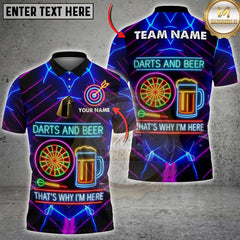 Maxcorners Darts and Beer Neon Bar Style Shirt Personalized Name, Team Name 3D Shirt