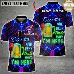 Maxcorners Darts and Beer Neon Mug Quote Shirt Personalized Name, Team Name 3D Shirt