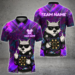 Graffiti-style wolf dart shirt with fierce artwork – custom name and team 3D design in multicolor options