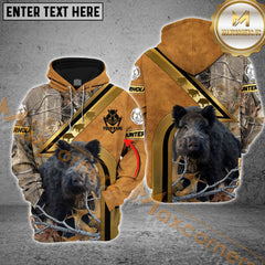 Maxcorners Boar Hunting Hoodie Leather Strap Camo Golden Line Multioptions Custom Name Shirt 3D All Over Printed Clothes