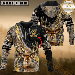 Maxcorners Deer Hunting Hoodie Grass Brown Camo Bold Antlers Multioptions Custom Name Shirt 3D All Over Printed Clothes