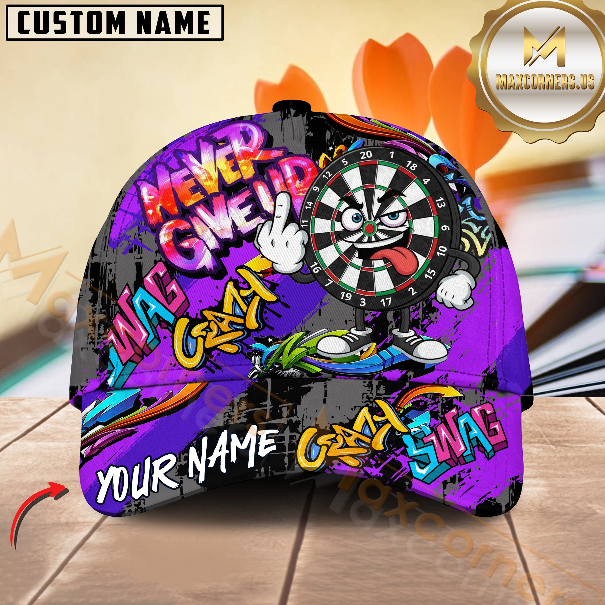 Maxcorners Darts “Never Give Up” Street Style Pattern Multicolor Optio