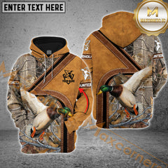 Maxcorners Duck Hunting Hoodie Leather Strap Camo Multioptions Custom Name Shirt 3D All Over Printed Clothes