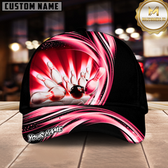 Maxcorners Bowling Strike Dynamic Swirl Multicolor Options Personalized Name, Team Name 3D Cap