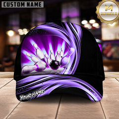 Maxcorners Bowling Strike Dynamic Swirl Multicolor Options Personalized Name, Team Name 3D Cap