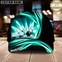 Maxcorners Bowling Strike Dynamic Swirl Multicolor Options Personalized Name, Team Name 3D Cap