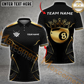Maxcorners Billiards Polo Shirt Golden Crown Design Multicolor Options Personalized Name, Team Name 3D Shirt (4 Colors)