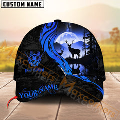 Sunset Deer Silhouette Hunting Hat Personalized Name – Blue Moon Forest Camo Cap for Hunters