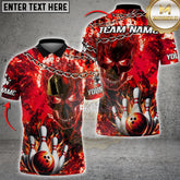 Maxcorners Bowling Shirt Fiery Skull Chains Multicolor Options Personalized Name, Team Name 3D Shirt (4 Colors)
