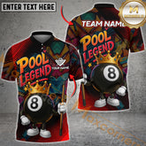Maxcorners Pool Legend King 8 Ball Multicolor Options Personalized Name, Team Name 3D Shirt (4 Colors)