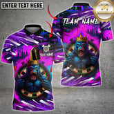 Maxcorners Darts Shirt King Gorilla Graffiti Style Multicolor Options Personalized Name, Team Name 3D Shirt (4 Colors)