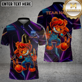 Maxcorners Killer Bear Bowling Neon Glow Multicolor Options Personalized Name, Team Name 3D Shirt (4 Colors)