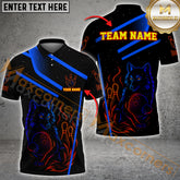 Maxcorners Bowling Shirt Neon Wolf Flame Strike Style Multicolor Options Personalized Name, Team Name 3D Shirt (4 Colors)