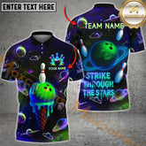 Maxcorners Bowling Shirt Galactic Ice Cream Strike Style Multicolor Options Personalized Name, Team Name 3D Shirt (4 Colors)