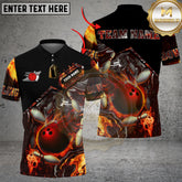 Maxcorners Bowling Shirt Flames Bowling Ball Multicolor Options Personalized Name, Team Name 3D Shirt (4 Colors)