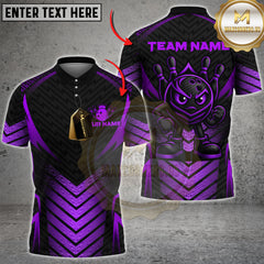 Maxcorners Bowling Shirt Angry Ball Black Carbon Pattern Multioptions Personalized Name, Team Name Unisex 3D Shirt (4 Colors)