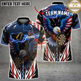 Maxcorners Darts Shirt American Bald Eagle Lightning USA Flag Style Personalized Name, Team Name Unisex 3D Shirt