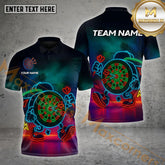 Maxcorners Darts Neon Dartboard Mascot Multicolor Options Personalized Name, Team Name 3D Shirt (4 Colors)