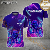 Maxcorners Bowling Shirt Cool Cartoon Neon Ball Multicolor Options Personalized Name, Team Name 3D Shirt (4 Colors)