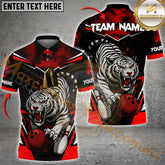 Maxcorners Bowling Shirt White Tiger Fury Multicolor Options Personalized Name, Team Name 3D Shirt (4 Colors)