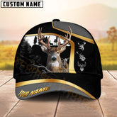 Maxcorners Forest Hunting Black Pattern Line Gold Mix Silver Logo Pattern Design Personalized Name 3D Cap (Deer/Moose/Elk/Turkey/Boar/Duck)