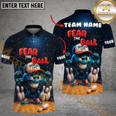 Maxcorners Bowling Shirt Fear the Ball Cartoon Power Style Multicolor Options Personalized Name, Team Name 3D Shirt (4 Colors)