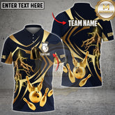 Maxcorners Bowling Shirt Golden Bowling King Lightning Pins Multicolor Options Personalized Name, Team Name 3D Shirt (4 Colors)